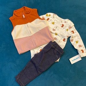 🧡💜 NWT Carter’s 3-piece Striped Vest Outfit size 6-9 months